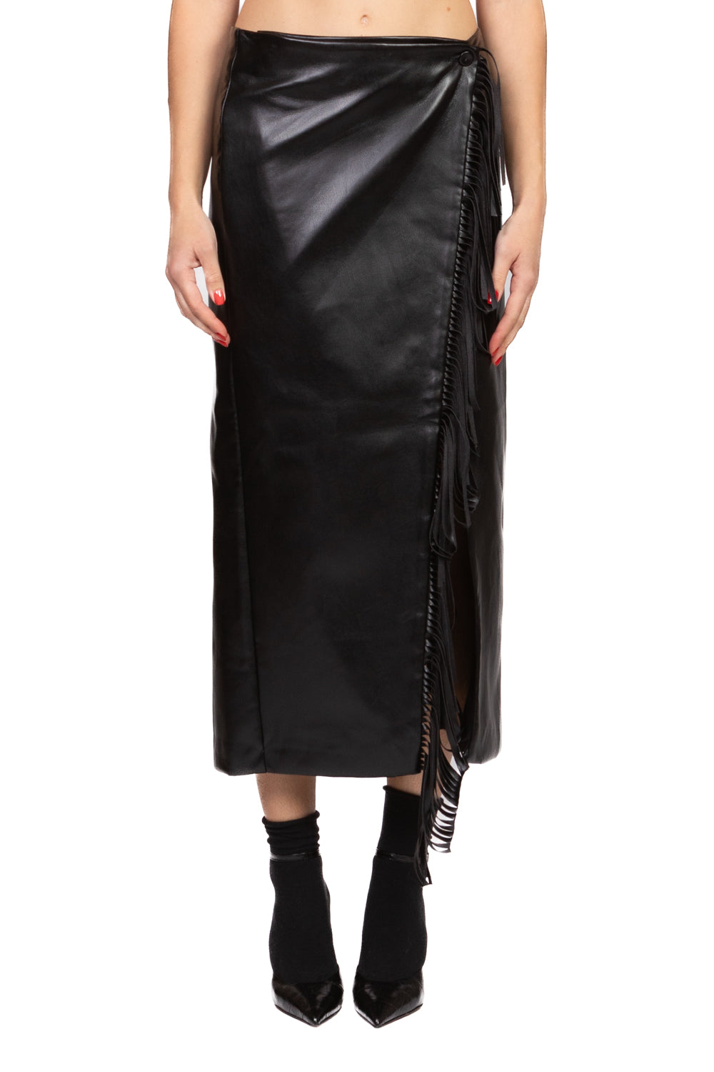 Tensione In - Gonna ecopelle portafoglio con frange Art. 38067