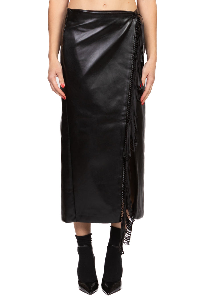 Tensione In - Gonna ecopelle portafoglio con frange Art. 38067