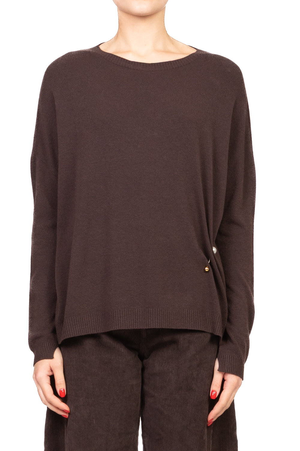 Vicolo - Maglia scollo a barca con spilla perla Art. 22228F