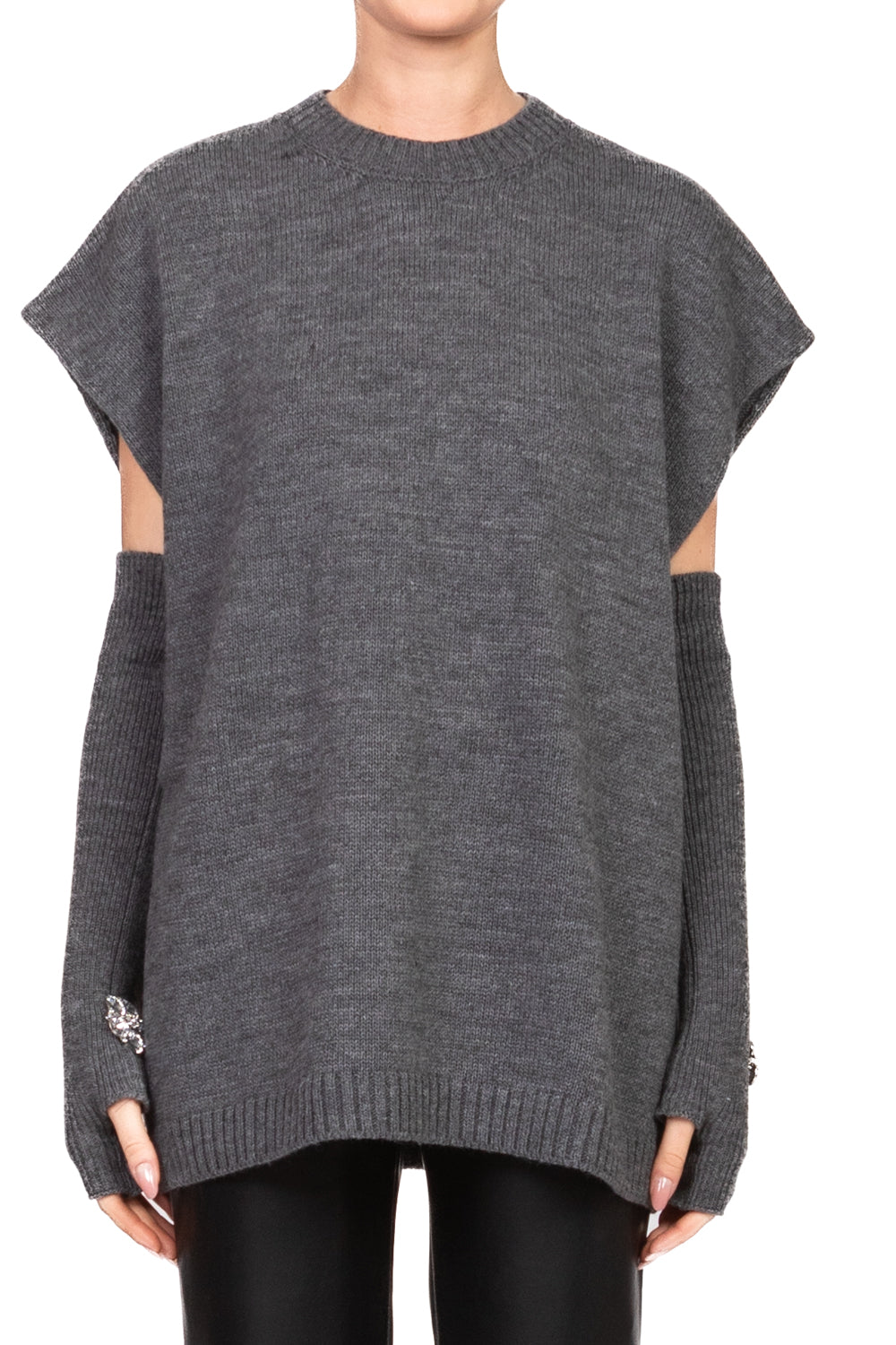 Tensione In - Gilet over con manicotti e applicazioni Art. W5HMT29A400