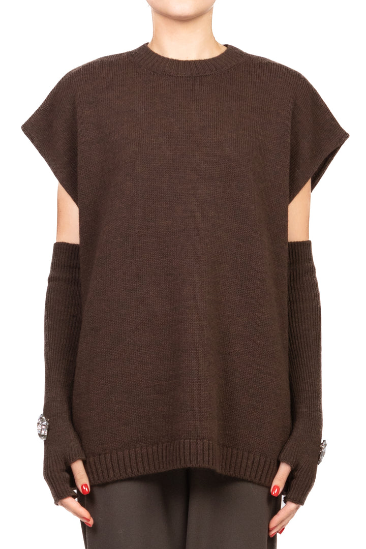 Tensione In - Gilet over con manicotti e applicazioni Art. W5HMT29A400