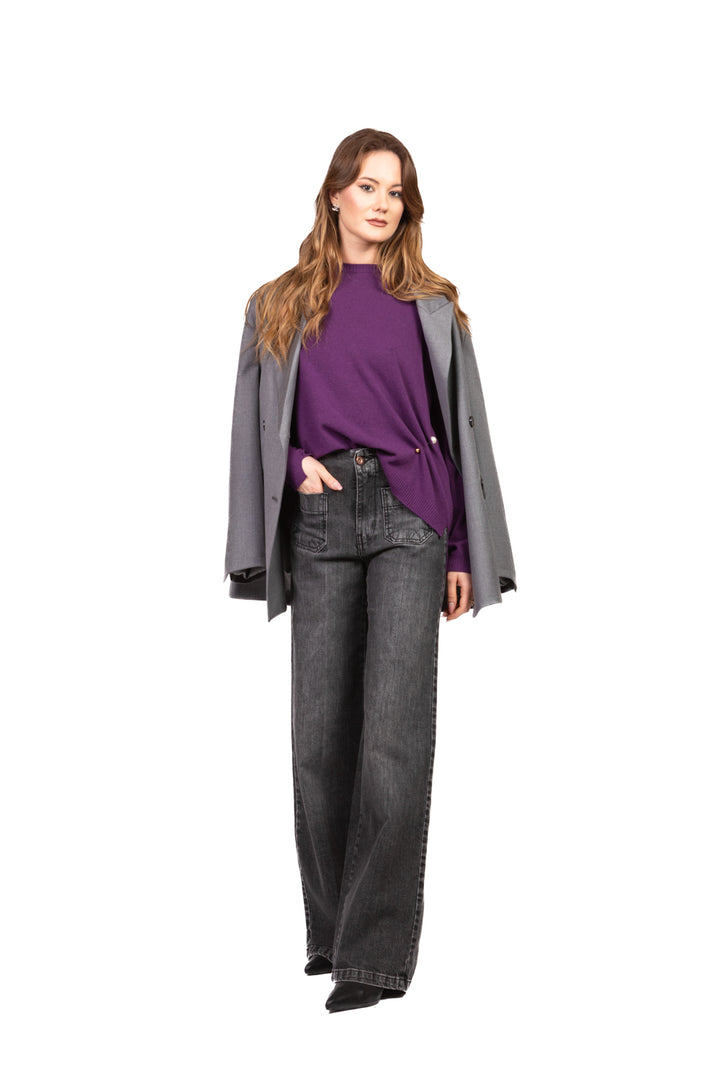 Vicolo - Maglia scollo a barca con spilla perla Art. 22228F