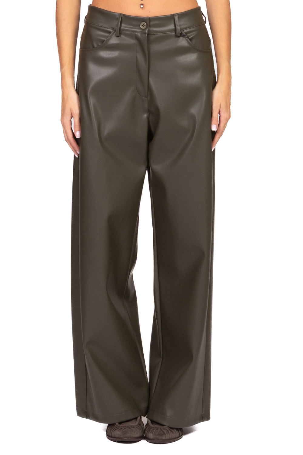 Tensione In - Pantalone ecopelle palazzo con tasconi Art. 224155-25