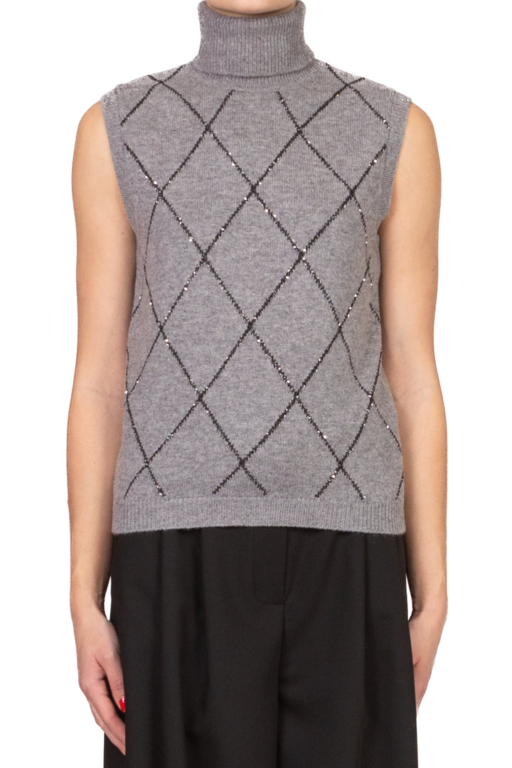 Vicolo - Gilet rombi micro paillettes Art. 77055F