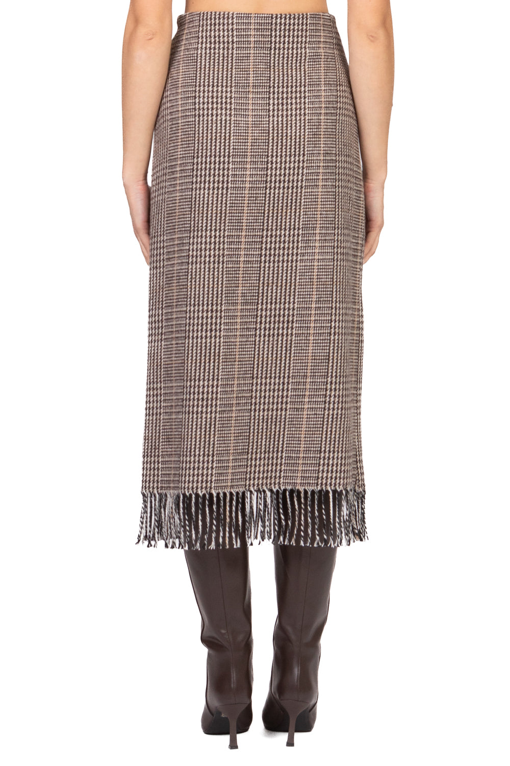 Tensione In - Gonna portafoglio pied de poule con frange Art. 38089