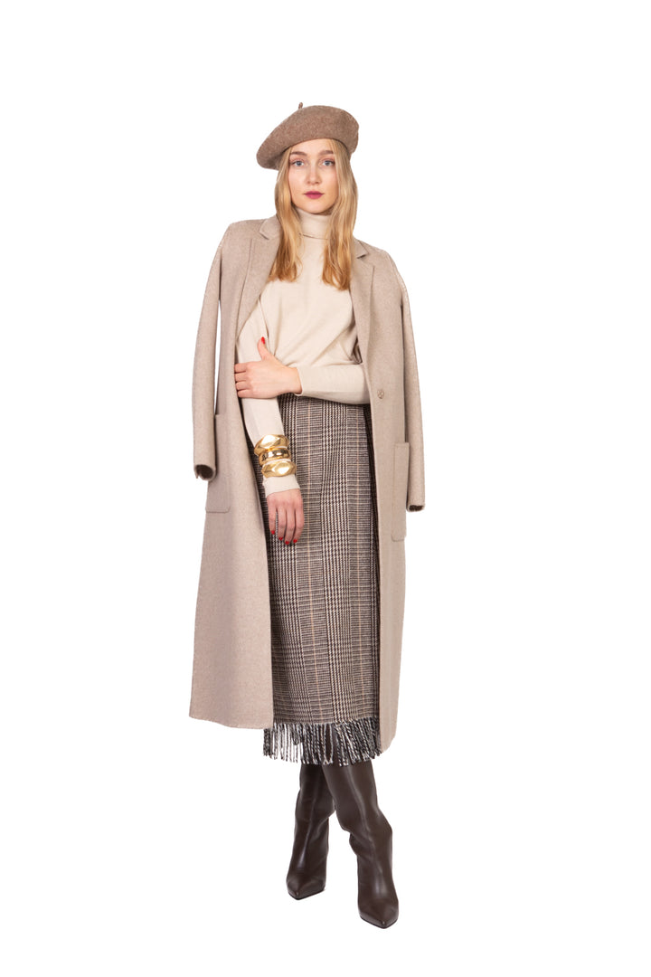 Tensione In - Gonna portafoglio pied de poule con frange Art. 38089