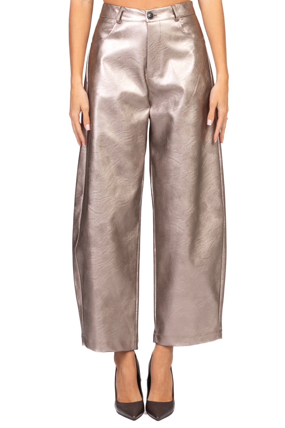 Vicolo - Pantalone barrel ecopelle laminato Art. TF2051