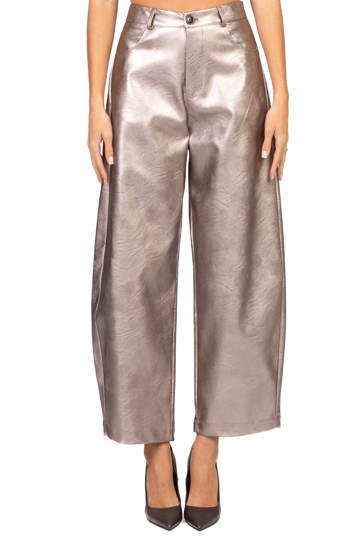 Vicolo - Pantalone barrel ecopelle laminato Art. TF2051