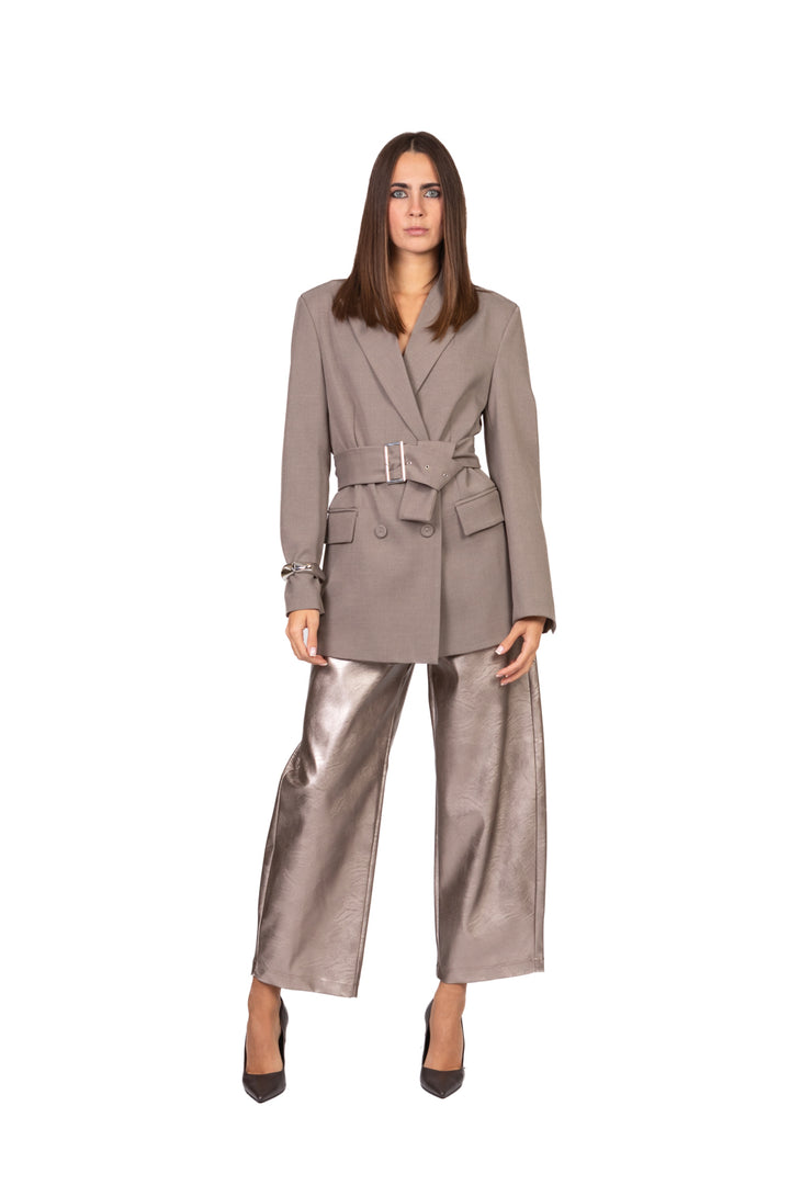 Vicolo - Pantalone barrel ecopelle laminato Art. TF2051