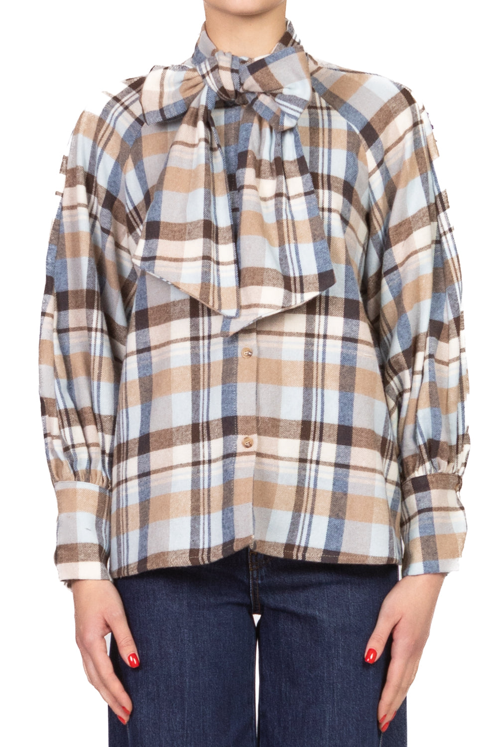 Tensione In - Camicia check flanella con fiocco Art. 26C1622