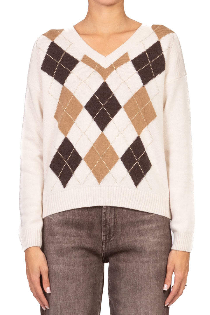 Tensione In - Maglia V con rombi filo lurex Art. D82060