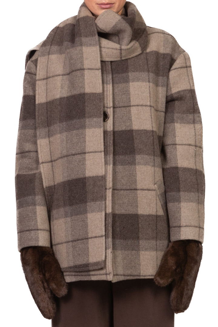 Tensione In - Cappotto quadri con sciarpa e guanti Art. 26B1610