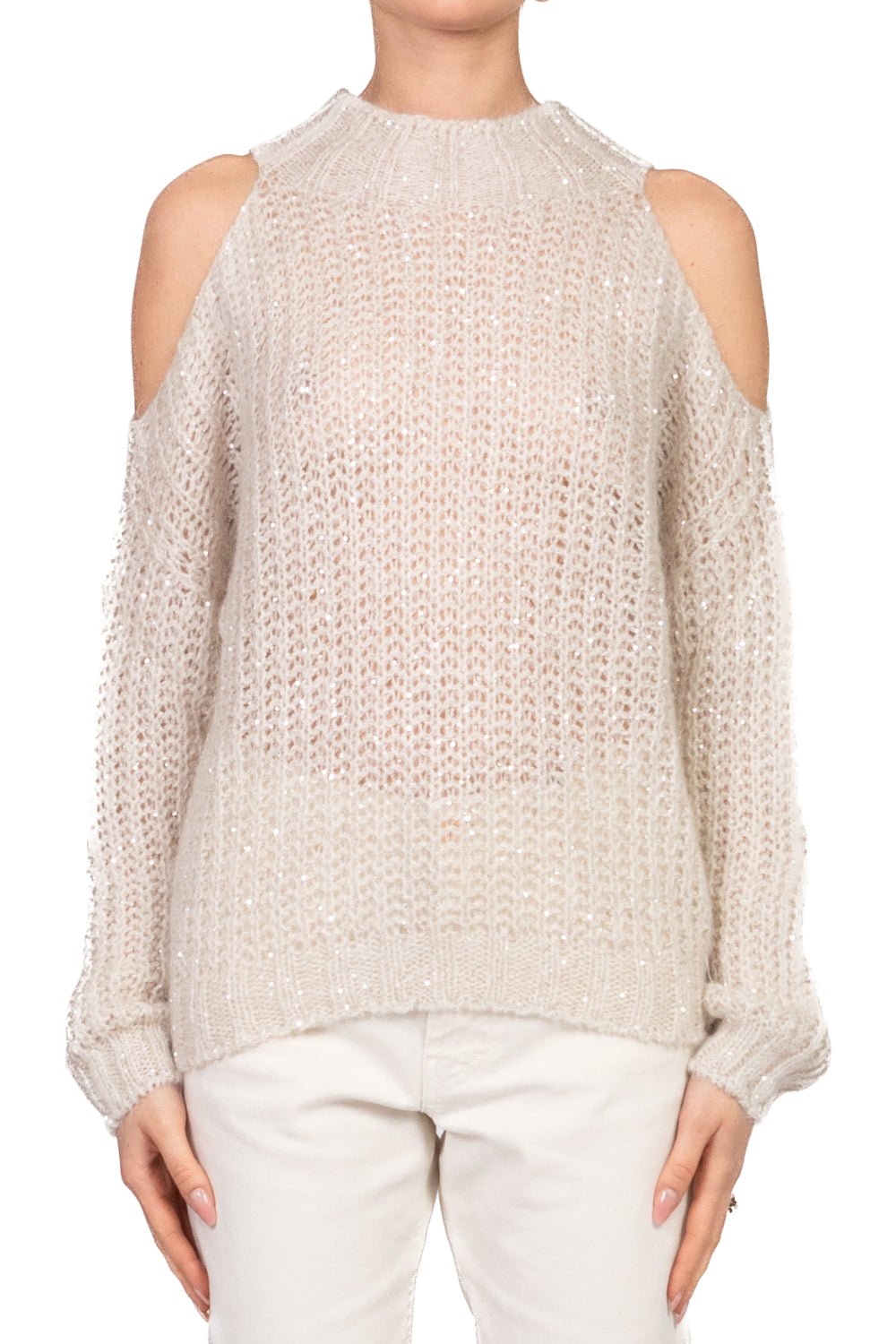 Vicolo - Maglia cut out con micro paillettes Art. 33009F