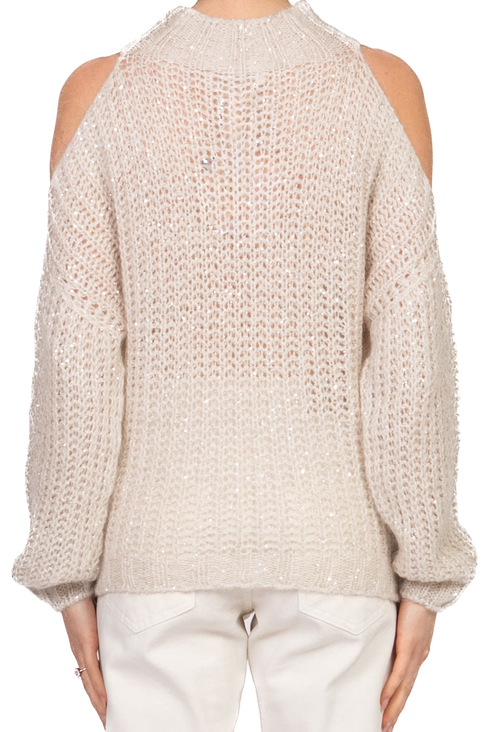 Vicolo - Maglia cut out con micro paillettes Art. 33009F