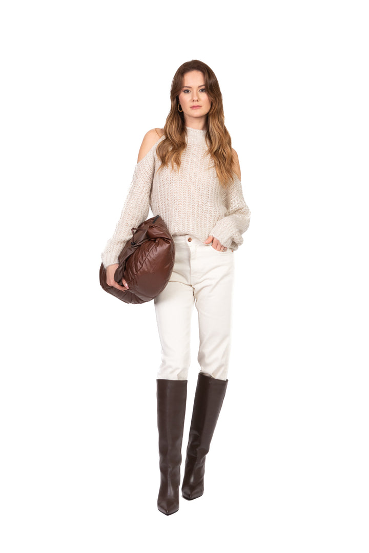 Vicolo - Maglia cut out con micro paillettes Art. 33009F