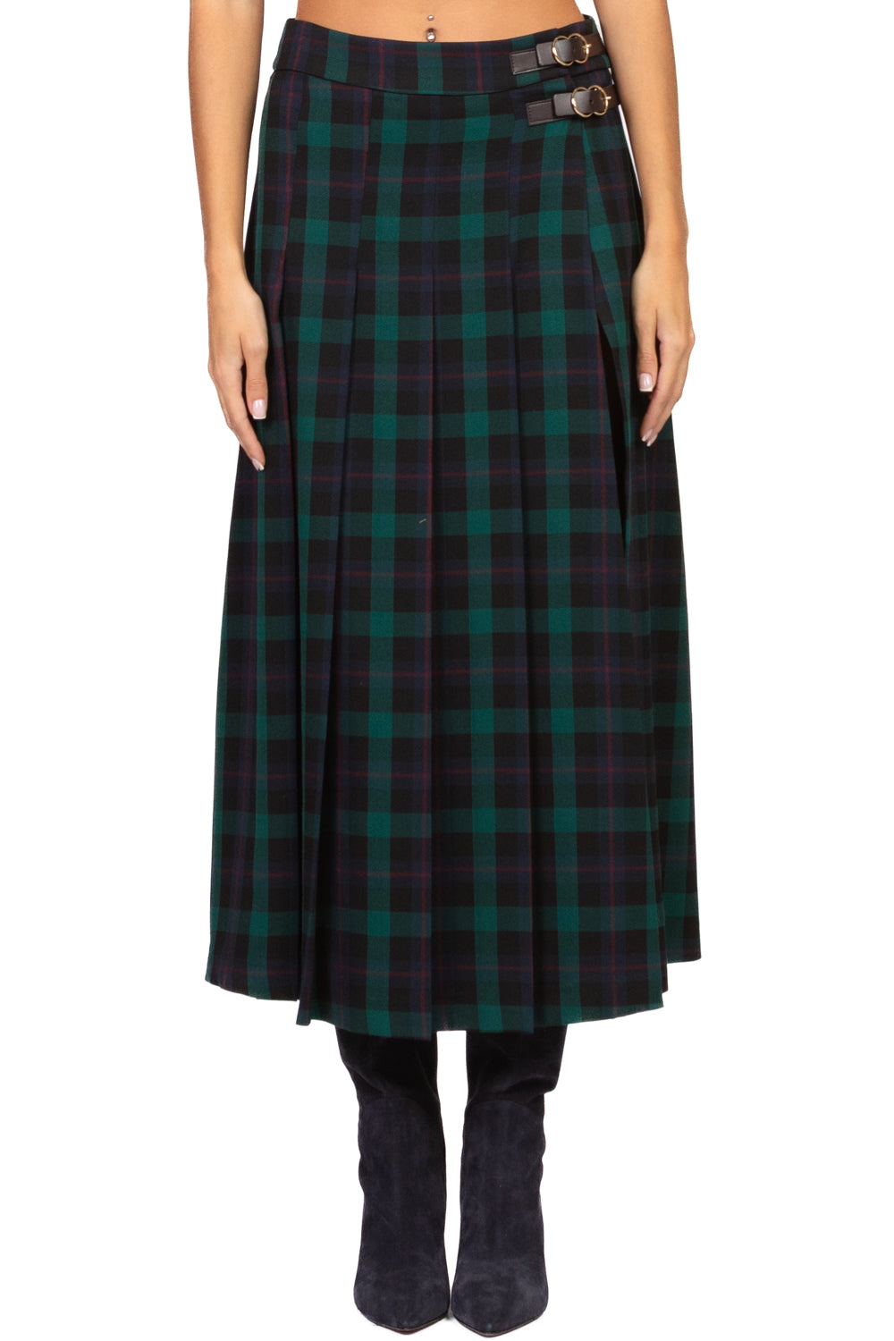 Kontatto - Gonna lunga tartan con fibbie Art. CO247N