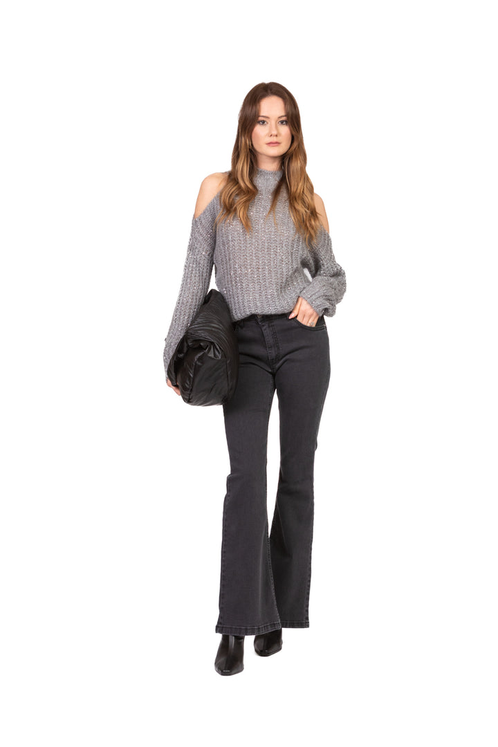 Vicolo - Maglia cut out con micro paillettes Art. 33009F