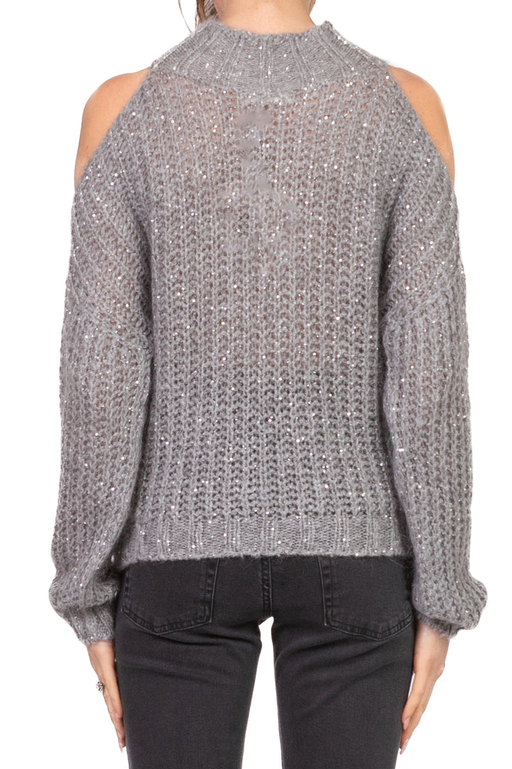 Vicolo - Maglia cut out con micro paillettes Art. 33009F