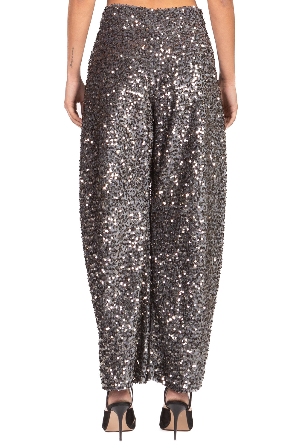 Tensione In - Pantalone barrel ciniglia paillettes Art. W25PC72