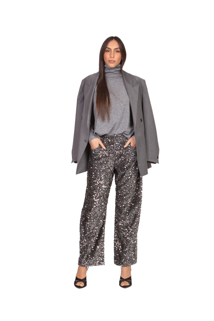 Tensione In - Pantalone barrel ciniglia paillettes Art. W25PC72