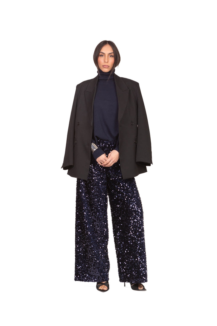 Tensione In - Pantalone palazzo ciniglia paillettes Art. W25PC73