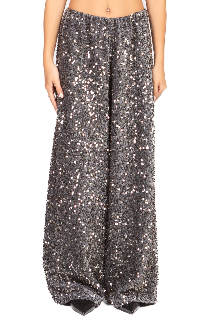 Tensione In - Pantalone palazzo ciniglia paillettes Art. W25PC73