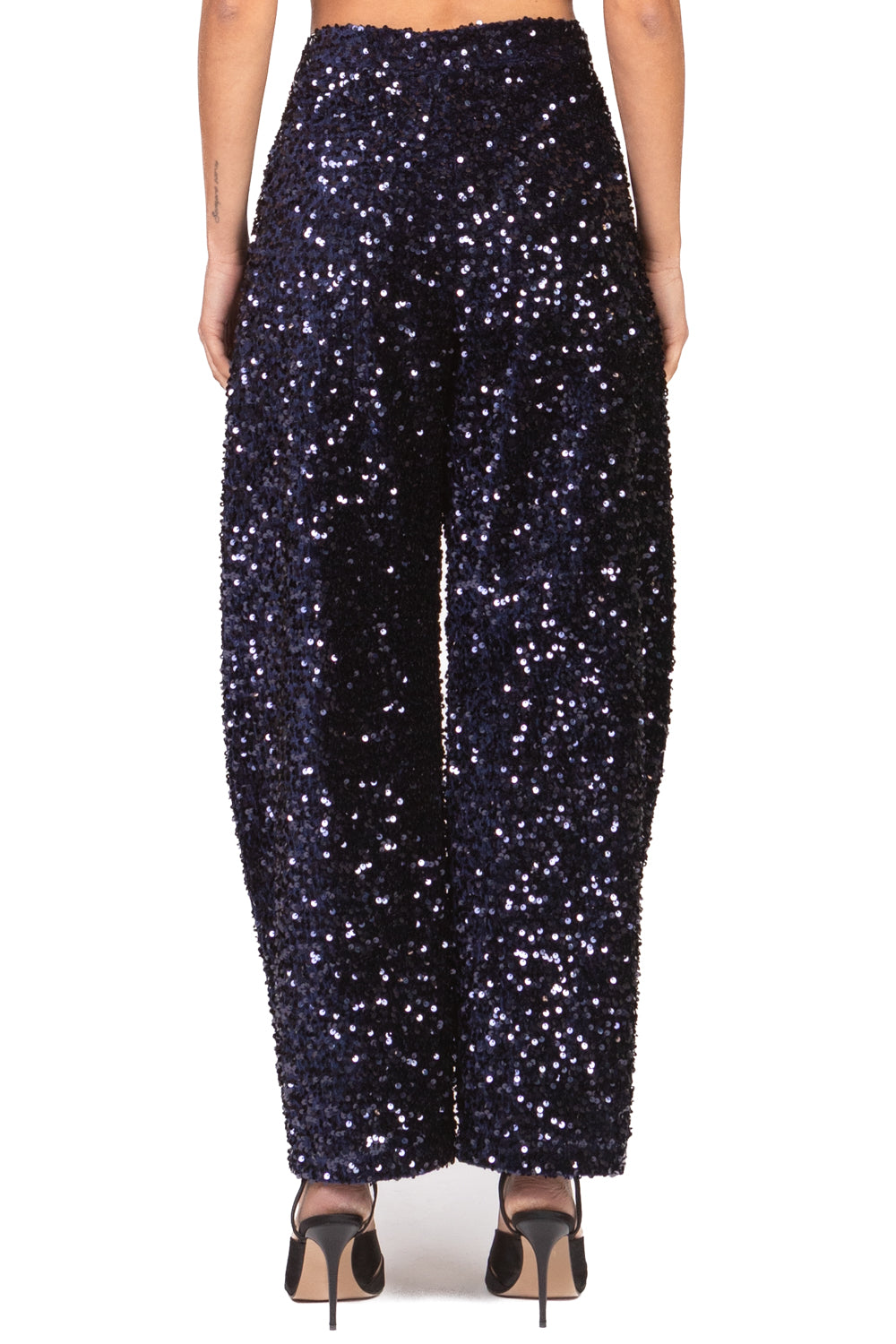 Tensione In - Pantalone barrel ciniglia paillettes Art. W25PC72