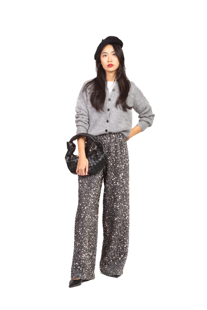 Tensione In - Pantalone palazzo ciniglia paillettes Art. W25PC73