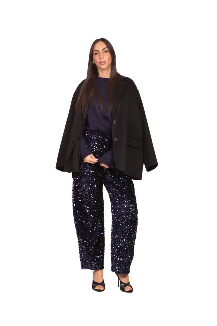 Tensione In - Pantalone barrel ciniglia paillettes Art. W25PC72