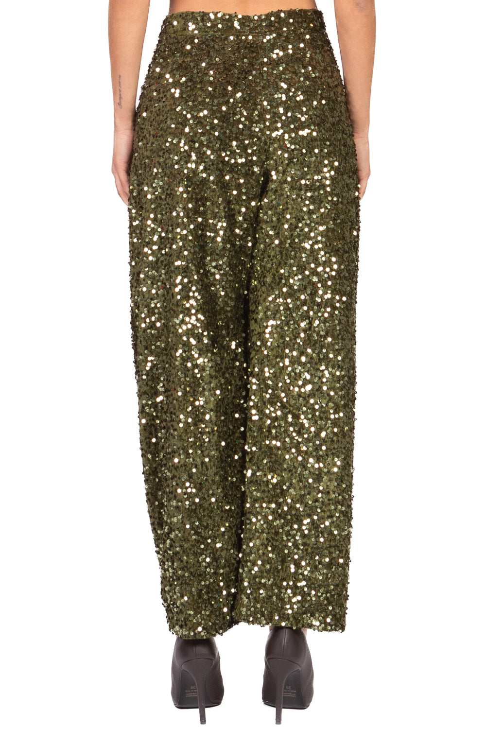 Tensione In - Pantalone barrel ciniglia paillettes Art. W25PC72