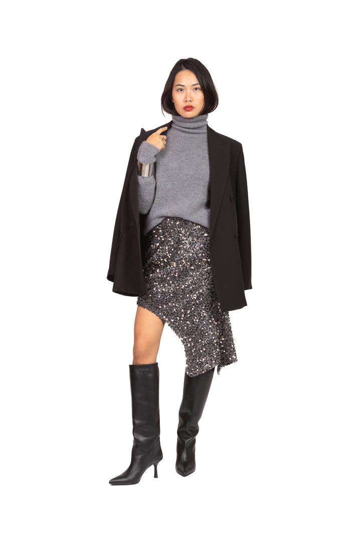 Tensione In - Gonna mini asimmetrica ciniglia paillettes Art. W25GC76