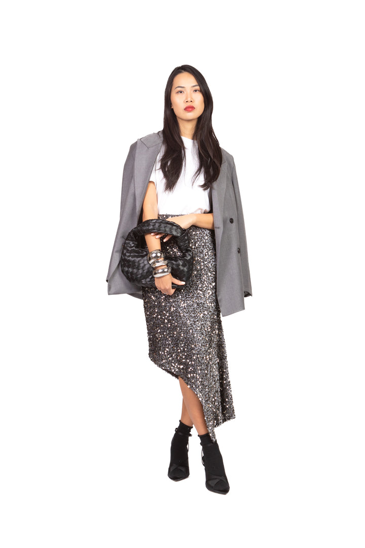 Tensione In - Gonna asimmetrica ciniglia paillettes Art. W25GC77