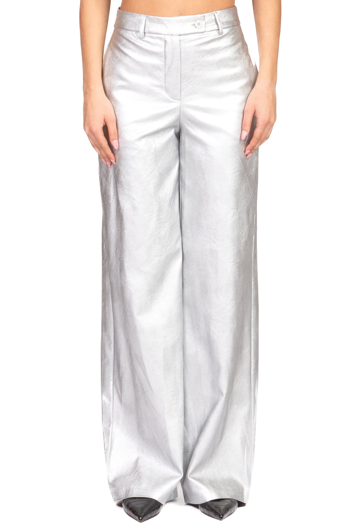 Tensione in - Pantalone palazzo ecopelle laminato Art. 26P1722