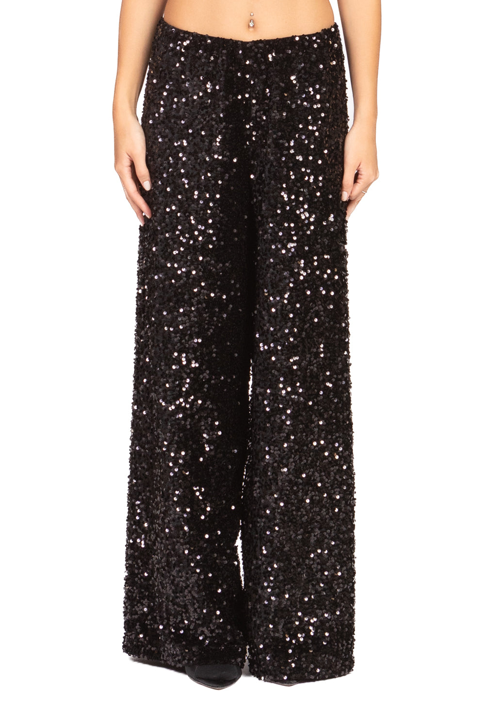 Tensione In - Pantalone palazzo ciniglia paillettes Art. W25PC73