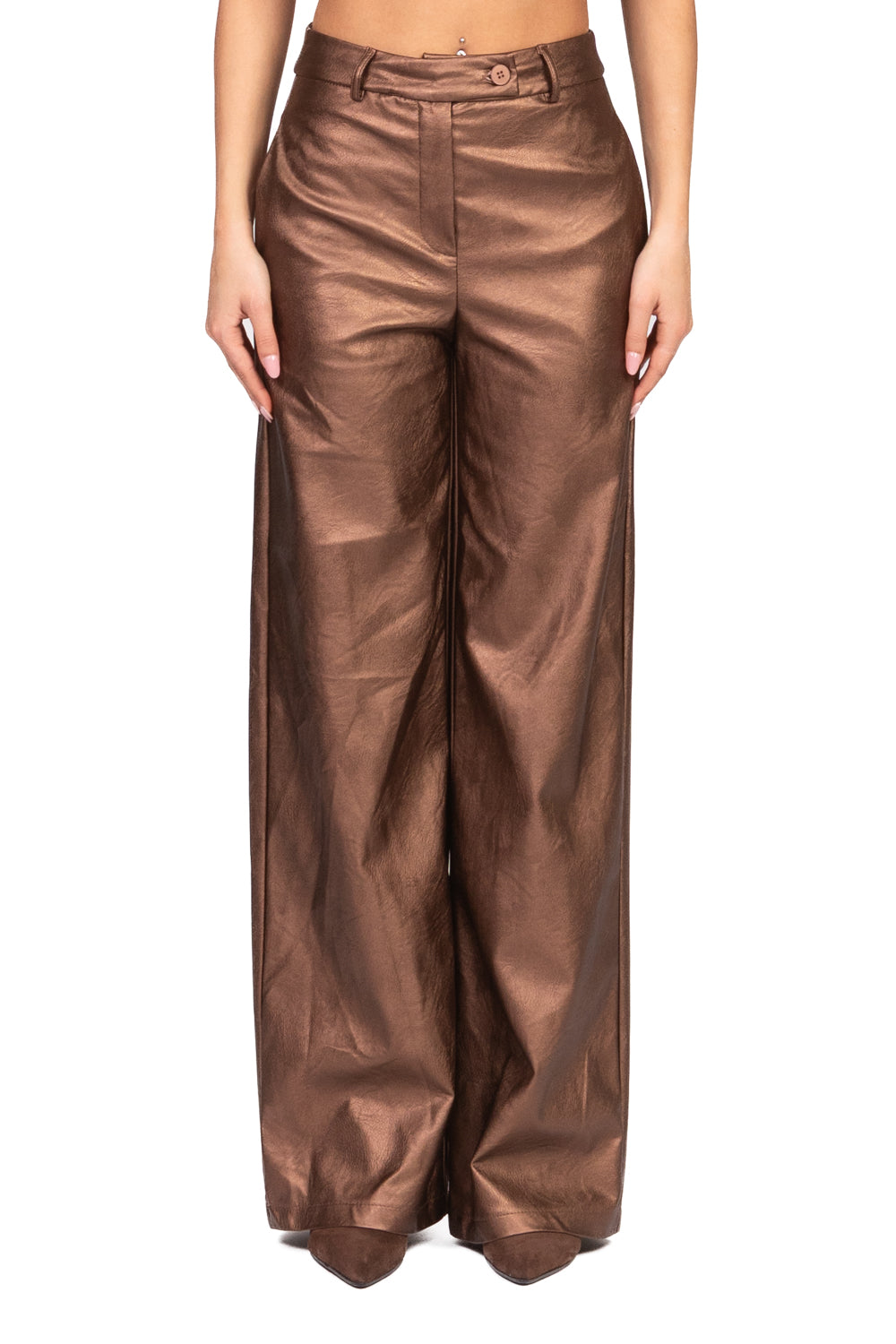 Tensione in - Pantalone palazzo ecopelle laminato Art. 26P1722