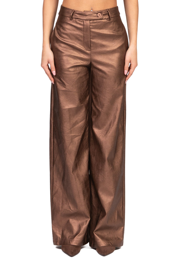 Tensione in - Pantalone palazzo ecopelle laminato Art. 26P1722