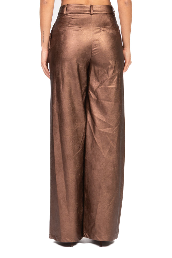 Tensione in - Pantalone palazzo ecopelle laminato Art. 26P1722