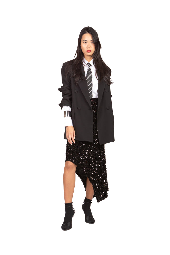 Tensione In - Gonna asimmetrica ciniglia paillettes Art. W25GC77