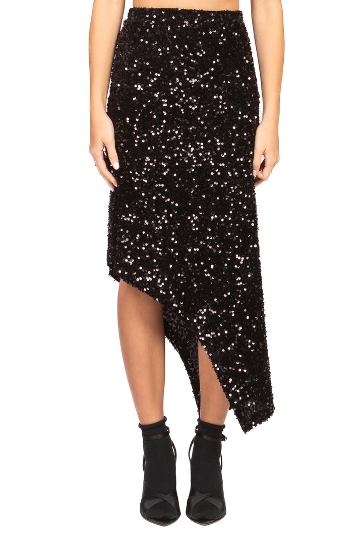 Tensione In - Gonna asimmetrica ciniglia paillettes Art. W25GC77