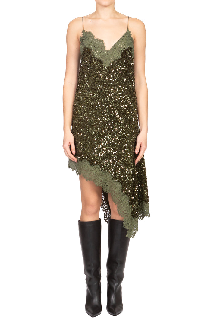 Tensione In - Abito asimmetrico ciniglia paillettes Art. W25AC79