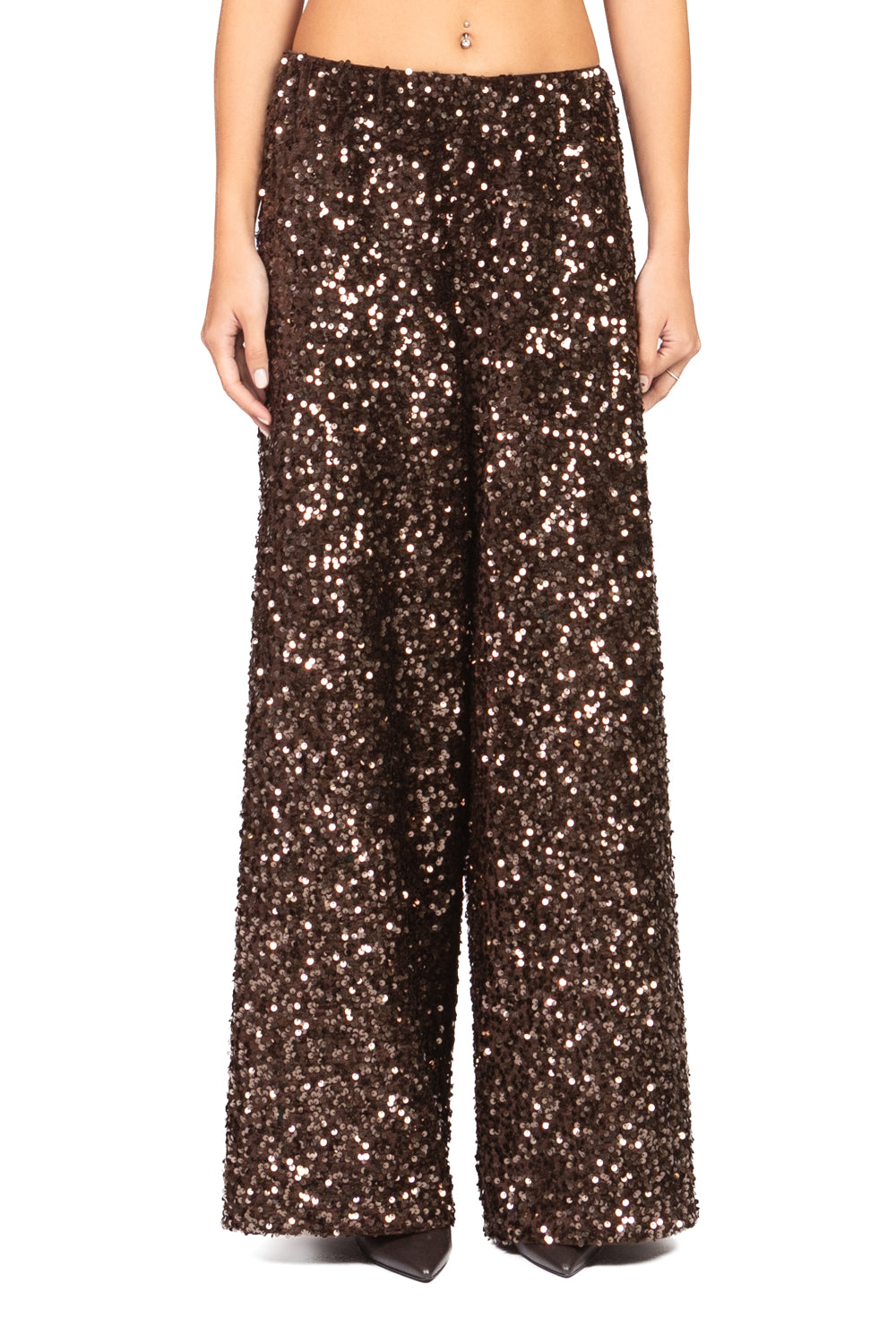 Tensione In - Pantalone palazzo ciniglia paillettes Art. W25PC73