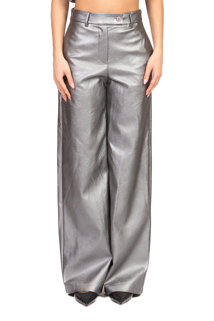 Tensione in - Pantalone palazzo ecopelle laminato Art. 26P1722