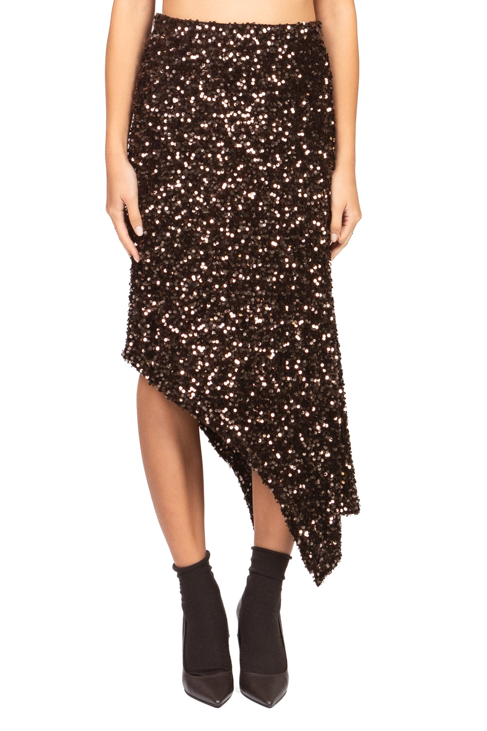 Tensione In - Gonna asimmetrica ciniglia paillettes Art. W25GC77