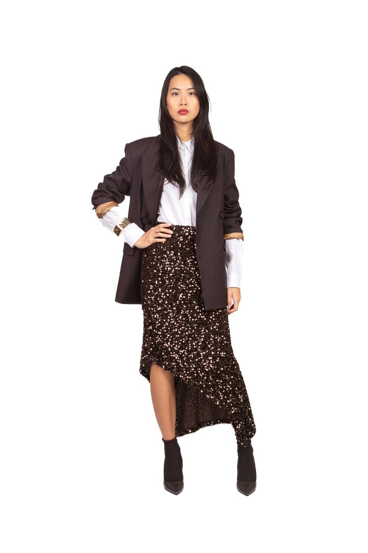 Tensione In - Gonna asimmetrica ciniglia paillettes Art. W25GC77