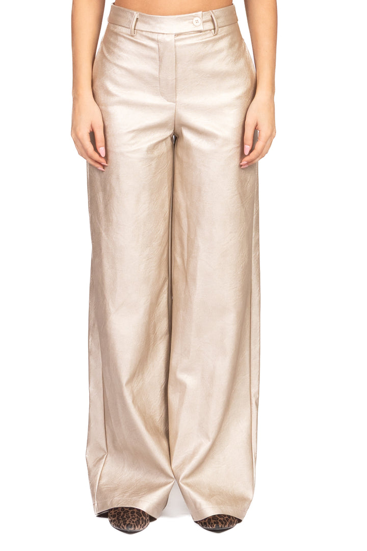 Tensione in - Pantalone palazzo ecopelle laminato Art. 26P1722