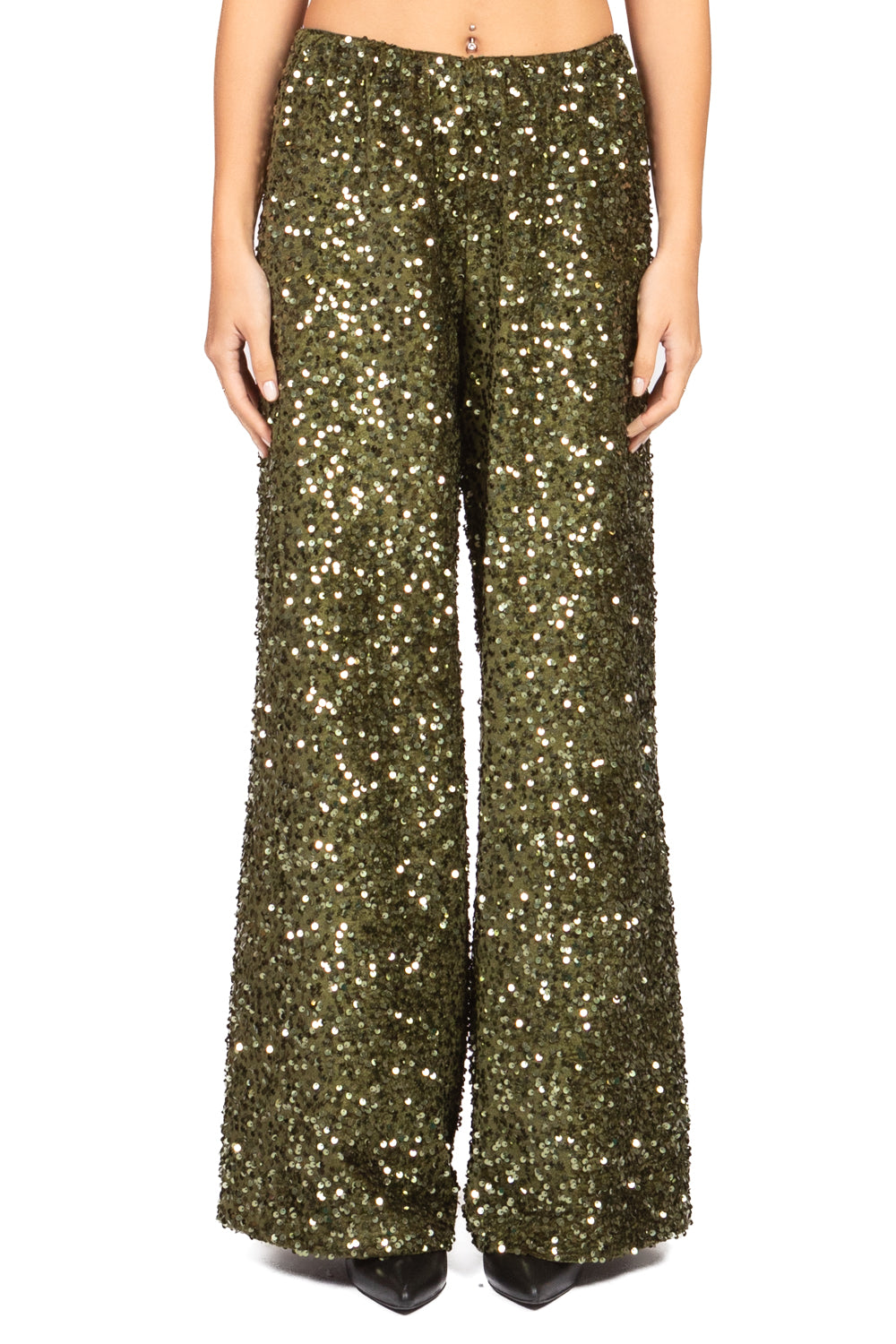 Tensione In - Pantalone palazzo ciniglia paillettes Art. W25PC73