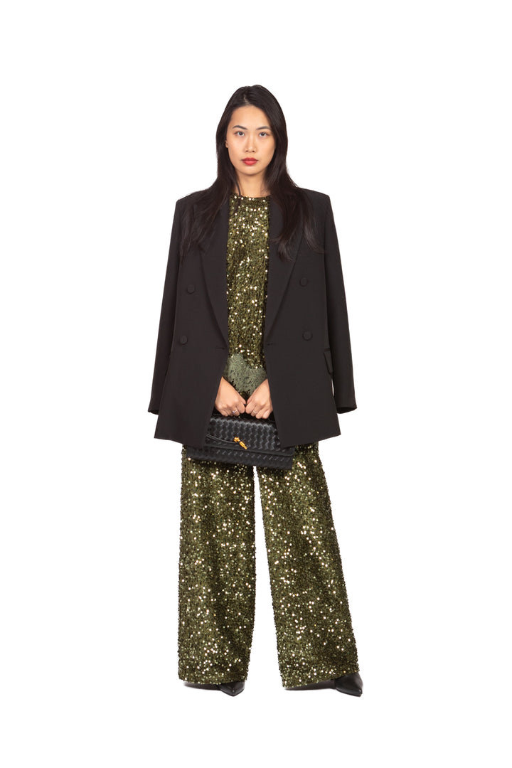 Tensione In - Pantalone palazzo ciniglia paillettes Art. W25PC73