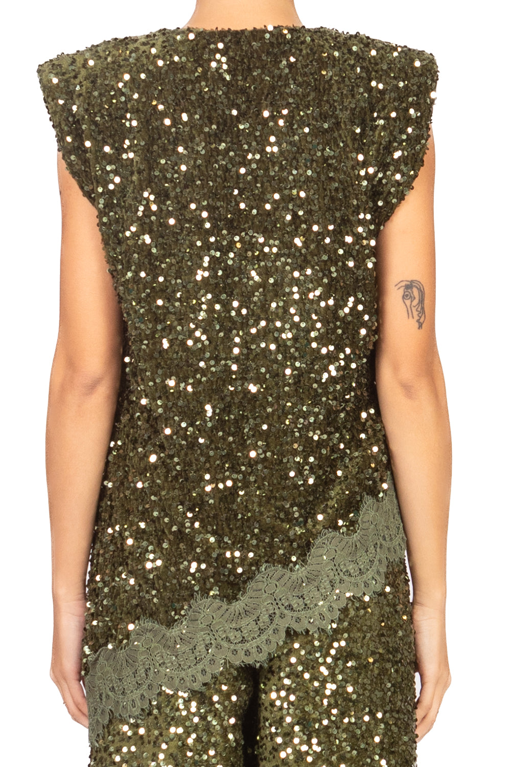 Tensione In - T-Shirt asimmetrica ciniglia paillettes Art. W25MC75