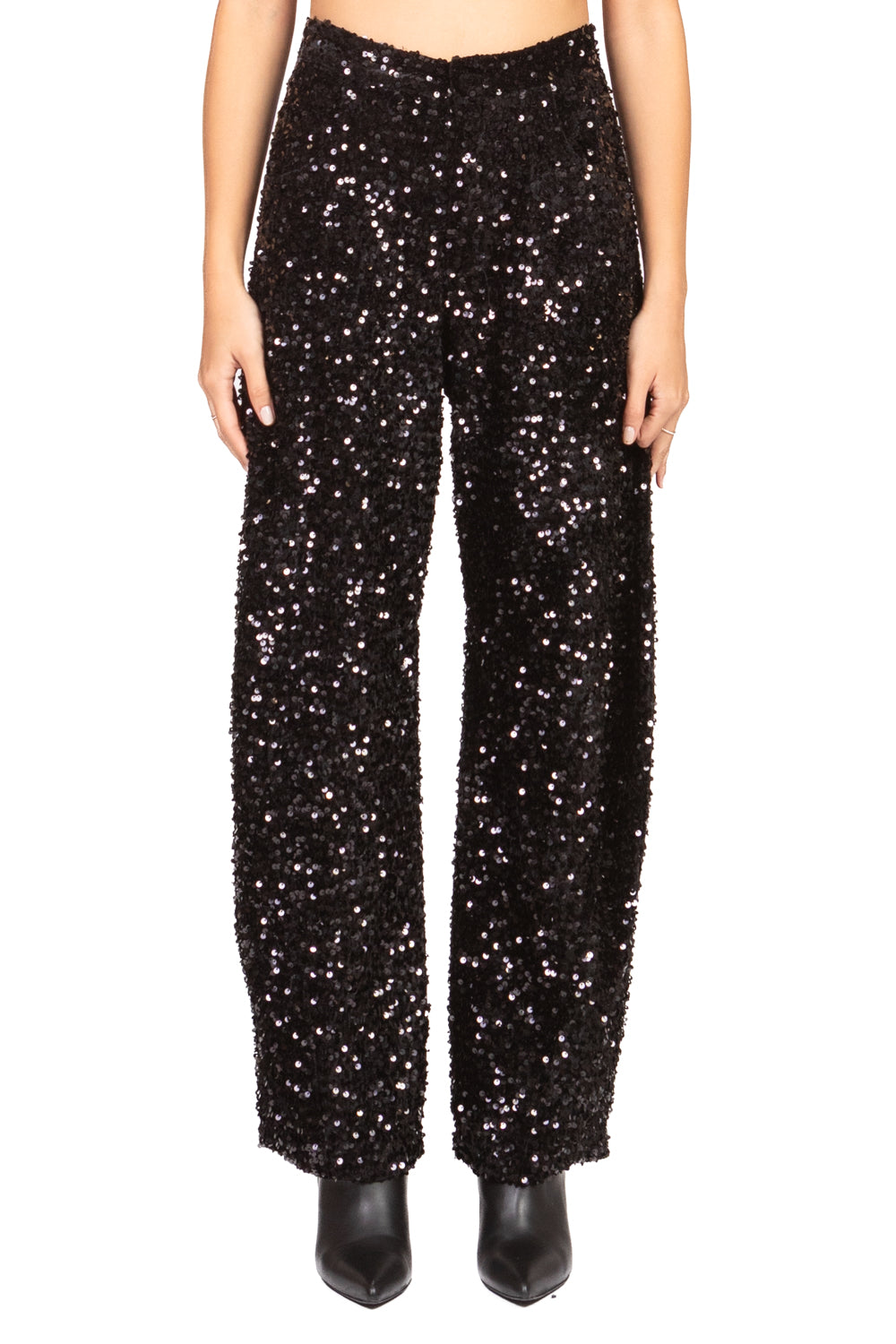 Tensione In - Pantalone barrel ciniglia paillettes Art. W25PC72