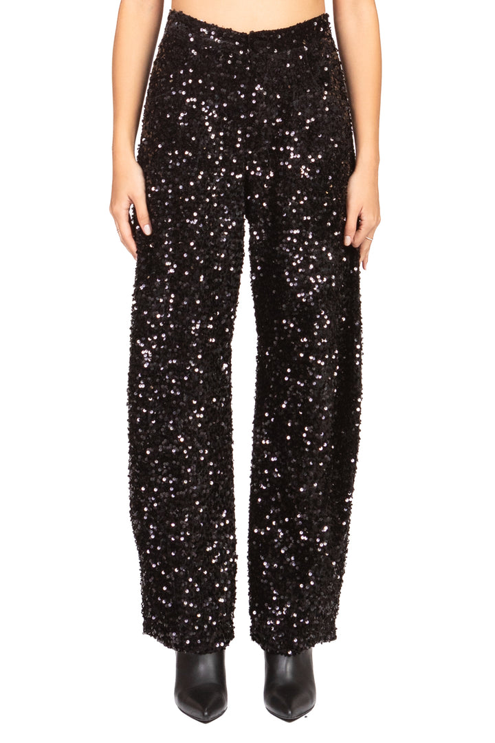 Tensione In - Pantalone barrel ciniglia paillettes Art. W25PC72